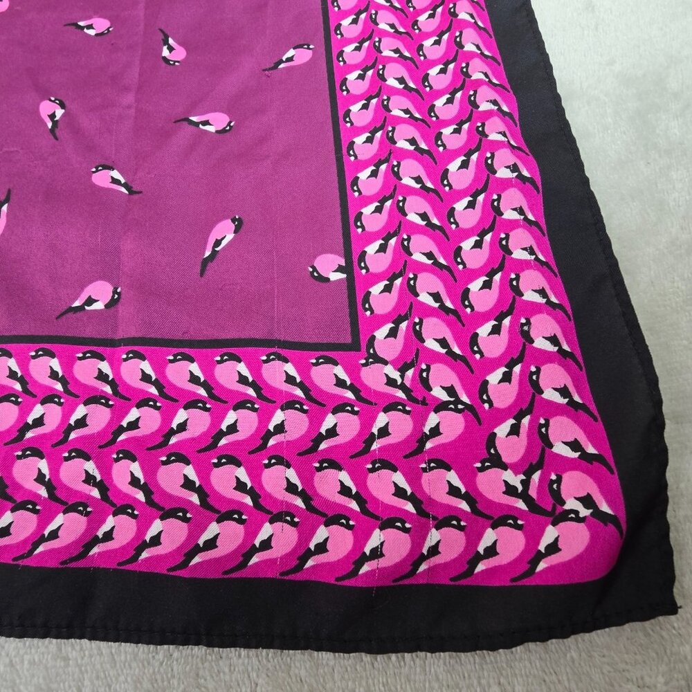 Square Scarf Women Purple Birds Magenta Whimsical Novelty Print Bold Color Pop - Picture 3 of 13